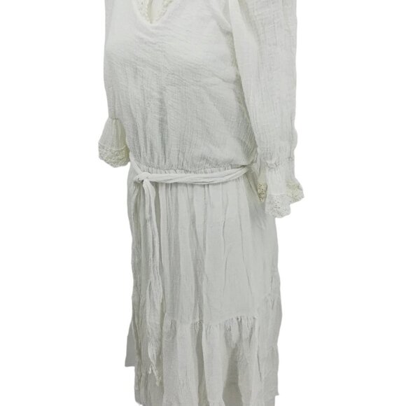Vtg Alicia Gauzy White Crochet Lace Vintage Dress Size 5/6 Boho Bohemian Cotton - Picture 9 of 15